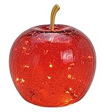 Wurm Dekoleuchte Apfel (S) Glas Rot, Apfel Lampe mit LED Lichterkette, Dekolampe, Tischleuchte, Apfellampe