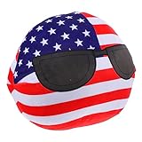 Warmhm Dekokissen Mit Amerikanischer Flagge Plüschkissen Für Kinder Ausgestopfte Hunde Für Kinder Cartoon-Plüschkissen Mit Amerikanischen Flaggen Rundes Gesichtskissen Couchkissen