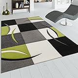 Paco Home Designer Teppich mit Konturenschnitt Karo Muster Grün Schwarz, Grösse:160x230 cm