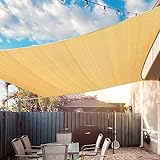 UIRWAY Sonnensegel Rechteck 3x4m Markisensegel, 95% UV-Schutz, Atmungsaktiver Sonnenschutz für Terrasse, Garten, Pergola, Hinterhof – Sand Farbe