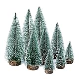 KATELUO 9Stück Mini Grün Tannenbaum,Künstlicher Weihnachtsbaum Miniatur,Mini Weihnachtsbaum Künstlicher,Weihnachtsbaum Schnee Klein mit Holzsockel,für Weihnachtsdeko/Tischdeko/DIY/Schaufenster,3Größen