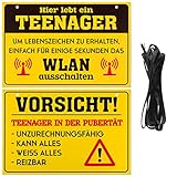 2 Stück Schild für Teenager 30x20cm Vorsicht Teenager Lustige Geschenke zur Jugendweihe zum Geburtstag Türschild Wandschild als Zimmer Deko für Mädchen Junge Jugendliche (A)