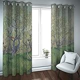 PARREN Van Gogh Vorhänge Grün Vintage Weiche Vorhänge Blühende Obstbaummuster Vorhänge für Wohnzimmer Tülle Sichtschutzvorhänge 2 Paneele 240x120cm