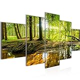 Runa Art - Bilder Wald Landschaft 200 x 100 cm 5 Teilig XXL Wanddekoration Design Grün 611751a