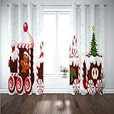 WIRMEC Vorhänge Wohnzimmer Blickdicht Gardinen Verdunkelungsvorhang Schlafzimmer Kinderzimmer Thermovorhang Fensterdekoration 3D Cartoon-Weihnachtszug Muster Ösenschal 2Er Set H 160 X B 200 cm