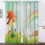 Vorhänge GrüNer GroßEr Pilz Vorhang Blickdicht VerdunklungsvorhäNge mit öSen, Gardinen Wohnzimmer Schlafzimmer Modern Bedruckt Curtains H 145 X B 135 cm 2er Set