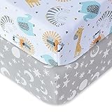 Bimocosy Baby Spannbettlaken Kinder Spannbetttuch 2er Pack, 70 x 140 cm Baby Spannbetttuch für Jungen, Weich Mikrofaser Spannbettlaken für Babybett Kinderbett (Tier)