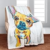 YISUEMEI Aquarell-Chihuahua-Sherpa-Decke, weich und plüschig, große Augen, Fleece-Überwurfdecke für Erwachsene, Hundeliebhaber, 152 x 203 cm