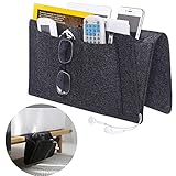aghoer Bett Organizer, Nachttisch Organizer, Anti-Rutsch Nachttisch Tasche, mit 5 Tiefen Tasche für Buch, für Buch, Zeitschriften, iPad, Handy, Fernbedienung-Schwarz