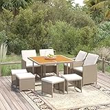 Festnight Rattan Gartenmöbel Set 4 Personen Sitzgruppe Garten Essgruppe Gartentisch Set mit 4 Stühlen Hocker Polyrattan Gartengarnitur Sitzgarnitur Esstisch Terrassenmöbel Rattanmöbel