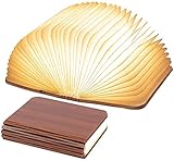 Kiyicjk LED Buchlampe, Faltbar Holz Lichtbuch USB Wiederaufladbare Buch Lampe 3 Farben Leuchten 360-Grad-Drehung Book Lamp für Haus, Zimmer und Büro Dekorationen Witzige Geschenke