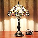 Kinbolas 12 Zoll Tiffany Stil Tischlampe Glasmalerei Lampenschirme Nachttischlampe Lesen Antike Schreibtischlampe Wohnzimmer Schlafzimmer Büro Vintage Art Deco Viktorianisch(Color:K-3)