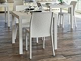 Dmora Marte, Fester quadratischer Tisch, Mehrzweck-Gartentisch in Rattan-Optik, 100% Made in Italy, 80 x 80 x 74 cm, Weiß