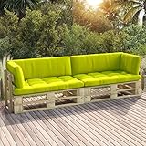 JUNZAI 2-Sitzer-Palettensofa mit Kissen, Gartenlounge, Gartensofa, Terrassenmöbel, Balkon Möbel, Balkonmöbel, Terrassen Möbel, Terrassen Sofa, Grün Imprägniertes Kiefernholz