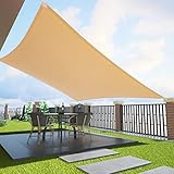 Duerer Sonnensegel Sonnenschutz Garten Balkon und Terrasse 3x4M Rechteck, 95% UV-Blockierung, 185GSM Segelschirm Cool halten für Patio, Garten, Pergola, Hinterhof, Außenanlage & Aktivitäten -Sand