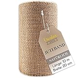 Creative Deco Juteband Jute Tischläufer | Rolle 20 cm x 10 m | Hochzeitsdeko Dekoration | Breit Naturbrauner Stoff | Kunst und Handwerk | Jutestoff Tischband | Dekorativer Boho Band