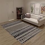 DJHWWD tepich spielteppich mädchen Rechteckiger Esszimmerteppich, schwarzer Schlafzimmerteppich, Innenteppich Baby Teppich Junge küchenteppich 160X200cm