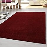 HomebyHome Kurzflor Teppich Robust Gabbeh Optik Schlafzimmerteppich Wohnzimmerteppich, Farbe:Rot, Grösse:160x230 cm