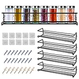 Miorkly Gewürzregal Wand 4-Teiliges Metall Gewürzhalter, Schwarz Gewürzregal Hängend Ohne Bohren Schranktür, Gewürzregal Innenschrank Küchenschrank Küchenregal Wand Hängend Spice Rack-29×8×6CM