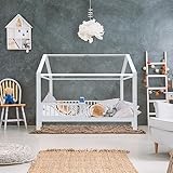 Home Deluxe - Kinderbett STERNENLAND - 90 x 200 cm, Farbe: Weiß, Kiefernholz, inkl. Rausfallschutz und Tonieboxhalterung I Kinderbettchen Jugendbett Babybett