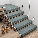 LTJX 2Er Set Stufenmatten (76 X 26 cm) Treppenmatten Treppen rutschfest Selbstklebende Treppenteppich, Sicherheit Stufenteppich Für Kinder, Älteste Und Haustiere,Grün,2pcs