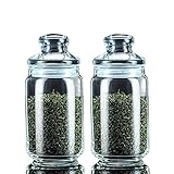 Set mit 2 runden Teedosen aus Glas, Kaffeedosen mit luftdichten Deckeln, glatten und transparenten Glasdosen, Kaffee, Nudeln, Zucker, Tee, Snacks, Nüssen, Keksdosen (Größe: 500 ml) ()