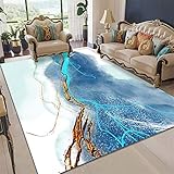 Anti Teppich Rutsch Gewebter Teppich Kunst Designer Teppich Blau Wohnzimmer Teppich Super weich und Nicht verblassen Mobel Fur Wohnzimmer 170X240CM