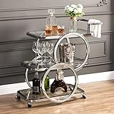 FERFALDER Home Bar Servierwagen 3 Etagen Küchenwagen auf Rädern Mobile Bar Carts für Zuhause Küche Esszimmer Wohnzimmer Party, Chrom