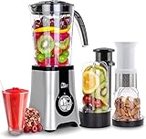 Uten Standmixer Mixer Smoothie Maker Multifunktion Standmixer Entsafte Fleisch Ice Crusher Elektrisch edelstahl Smoothie Mixer mit Flasche (220W，22000U/Min)