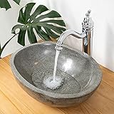 Naturstein Waschbecken grau oval 40 cm von WOHNFREUDEN - Unikat Auswahl rundum polierte Stein Waschschale Naturstein Handwaschbecken für das Badezimmer