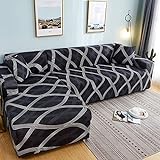 Geometrische L-Form Sofabezüge Spandex für Wohnzimmer Couchbezug Ecksofabezug Chase Langer Bezug elastisches Material (Größe: 1 Stück 3-Sitzer 190-230 cm)