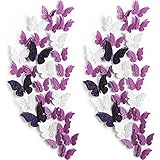 120 Stück 3D Geschichtet Schmetterling Wandaufkleber Abnehmbar Schmetterling Aufkleber Hohl Wandtattoos DIY Wandkunst Handwerk für Heim Hochzeit Dekor (Weiß, Lila)