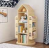 Massivholz Drehbares Bücherregal, 360 Grad, Standregal, Lagerregal für Kinder und Erwachsene, multifunktionales Bücherregal
