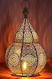 Orientalische Laterne aus Metall Anaram Grau 32cm | orientalisches Marokkanisches Windlicht Gartenwindlicht | Marokkanische Metalllaterne für draußen als Gartenlaterne, oder Innen als Tischlaterne