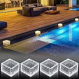 Herefun Solarlampen für Außen Garten, 4 Stück Solar Pflastersteine Außenleuchte, LED Solarlampen Balkon Deko, Wasserdicht Wegbeleuchtung Solar für Garten Terrasse Deko (Warm)