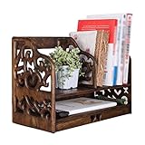 GRFIT Bücherregale Wood Desktop Bücherregal Retro Speicherorganisator Display Doppelschicht Regalregal for Bücher und Dokumente braun Bücherregale Standregal