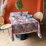 Tischdecken Für Rechteckige Tische,Dicke Blatt-Jacquard-Tischdecke Mit Quaste Waschbar,Staubdichte Tischdecken Für Party-Bankett-Picknick-Garten-Balkon -Rot-140x360cm(55x142)