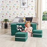 INNOCENT KIDOO® Kindersofa 4-in-1-Sofa Gruen | Kletter- und Krabbel-Set | Aktivitätsspielblöcke für Sofa, Matratze | Ausklappbare Liege |4-teiliges leichtes buntes interaktives Baby Spiel Set