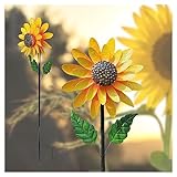 Sonnenblume Windrad Blume, Metallmaterial Sonnenblume Haltbarer Windmühlen Skulptur, Windmühle für Rasen Garten Hof Dekoration