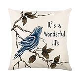 Weihnachtskissenbezug Blau Weiß Weihnachten Schneemann Leinendruck Kissenbezug Sofa Wohnzimmer Kissenbezug Wimpern Kissenbezug