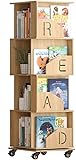 360° drehbares Bücherregal Massivholz Abnehmbares Bücherregal Abnehmbares Regal mit Rädern Einfache Installation (Farbe: Holz, Größe: 5 Schichten (43 x 169 cm))
