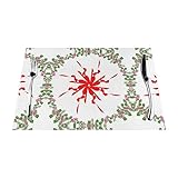 Platzdeckchen Set 1-4-6 Vinyl Gewebte Tischsets Schöne Wenden Grüne Blätter und Rote Blumen Waschbar Und Langlebig Rutschfeste Tischsets