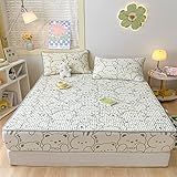 Schlafzimmer Dekorativ,Latex-Naht bedruckter Boxspring-Matratzenschoner, Jungen- und Mädchenschlafzimmer-Cartoon-Anime-Matratzenbezug, Bär, 150 x 200 cm (3 Stück)