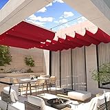 XXIOJUN Terrassenüberdachung Markise - Versenkbares Sonnensegel Ersatzüberdachung - Schiebewelle Sonnensegel Für Pergola Markise Veranda Gartenlaube (Farbe : Rosso, Größe : 1.3x4m)