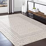 Surya Monaco Teppich Schlafzimmer, Wohnzimmer, Esszimmer, Flur - Moderne Boho Teppich Geometrisches Muster - Weicher Skandinavisch Wohnzimmerteppich Orientalisch - Carpet 120x170cm Groß Teppich Beige