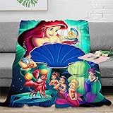 Little Mermaid Kuscheldecke Fleecedecke, 3D Flauschige Weich Und Warm Microfaser Leichte Plüsch Wohndecke Sofadecke/Tagesdecke Für Sofa Und Bett 50x60inch(127x152cm)