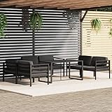 vidaXL Gartenmöbel Set 7-TLG. mit Kissen Ecksofa Tisch Sitzgruppe Sofa Lounge Garten Garnitur Gartenset Gartensofa Aluminium Anthrazit