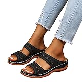 Sandalen Damen Orthopädische Flower Schuhe Pantoletten Casual Open Toe Keilsandaletten Sandalen mit Absatz Elegante Sommer Hausschuhe Absatzschuhe