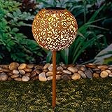 Haushalt International LED Solar Außen Steck Erdspieß Garten Lampe Kugel Muster Leuchte Rost 70342