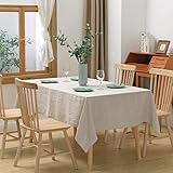 CHUFFED Leinen Tischdecke Abwaschbar aus 100% französischer Flachs, Leinenoptik Tischwäsche, Fleckenschutz Tischtücher, Tafeltuch für Feste, Party, Hochzeiten oder Haushalt (Beige, 140×250 cm)